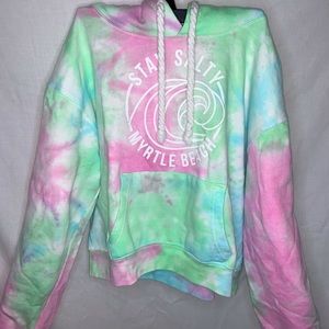 Pink, Blue, and Green Tie-Dye Sweatshirt